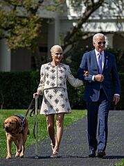 President Joe Biden and actress and disability rights activist Selma Blair arrive to an Americans with Disabilities Act (ADA) reception on the South Lawn, Monday, October 2, 2023, at the White House