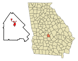 Location in Pulaski County and the state of Georgia