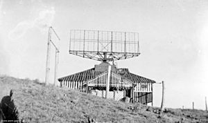 Radar shack with receiver, operated by 56 Radar Unit, RAAF on Grassy Hill, Cooktown, c1943