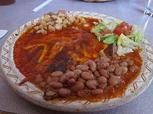 Red Chile Blue Corn Chicken Enchilada - Restaurant in Santa Fe New Mexico