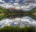 Red Mountain reflected in Crystal Lake (10 miles south of Ouray, Colorado)