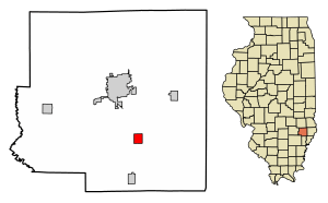 Location of Calhoun in Richland County, Illinois.