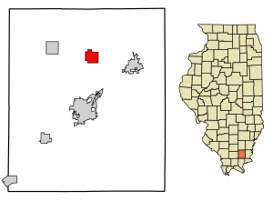 Location of Raleigh in Saline County, Illinois.