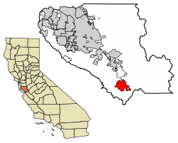 Location of Gilroy in Santa Clara County, California