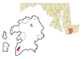 Somerset County Maryland Incorporated and Unincorporated areas Crisfield Highlighted