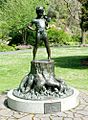 Statue of Peter Pan and Tinkerbell in Dunedin Botanic Gardens, Dunedin, New Zealand