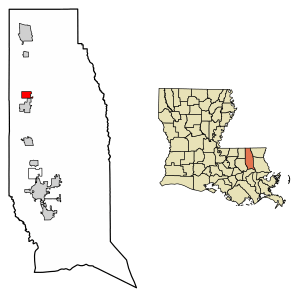 Location of Roseland in Tangipahoa Parish, Louisiana.