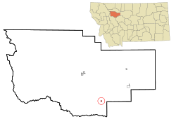 Location of Fairfield, Montana