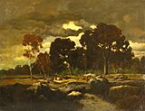 Théodore Rousseau Dusk in a forest