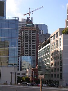 The Millennium Tower (301 Mission Street) rising out of the South of Market skyline, SF