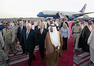 Vice President Dick Cheney walks with Saudi Crown Prince Sultan bin Abdulaziz
