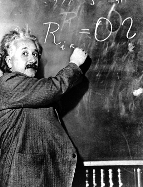 Albert Einstein writing on a blackboard in Pasadena (1931)