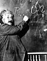 Albert Einstein writing on a blackboard in Pasadena (1931)