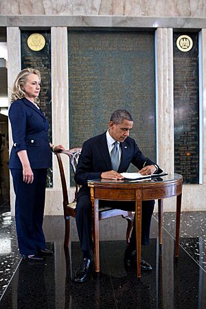 Barack Obama signs condolence book for Ambassador Christopher Stevens