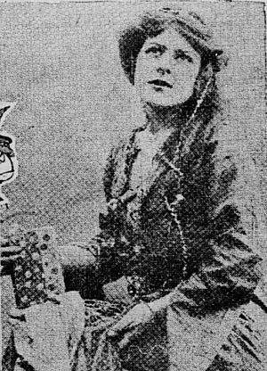 A grainy black-and-white portrait of Beatrice Irwin, as she appeared in the newspaper announcement about her engagement
