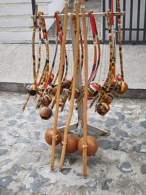 Berimbau being sold on the street in Salvador, state of Bahia, Brazil