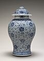 Chinese Qing Dynasty, Blue and White Jar with Cover, 18th century, NGA 43509
