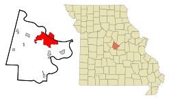 Cole County Missouri Incorporated and Unincorporated areas Jefferson City Highlighted.svg