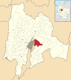 Location of the municipality and town of La Calera in Colombia