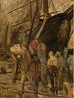 Constantin Meunier - Unloading of a sailboat