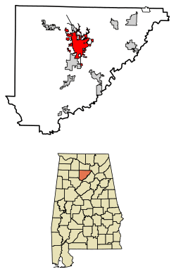 Location of Cullman in Cullman County, Alabama.