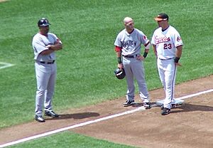 DeMarlo Hale, Dustin Pedroia, and Ty Wigginton