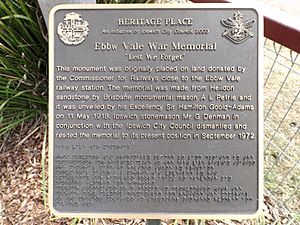 Ebbw Vale Memorial Park plaque