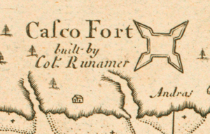 Fort Casco, Brunswick, Maine by Cyprian Southack, 1720 map inset