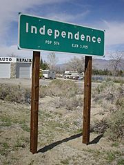 Independence town sign