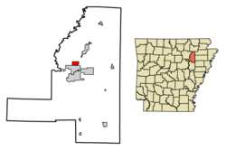 Location of Campbell Station in Jackson County, Arkansas.