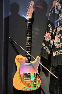 Jimmy Page's Dragon Telecaster (1959 Fender, serial no. 50062), received from Jeff Beck ca.1965, hand painted & replaced the pickguard by Jimmy Page, played with violin bow - Play It Loud. MET (2019-05-13 19.27.12 by Eden, Janine and Jim)