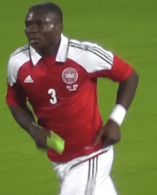 Jores Okore playing for Denmark
