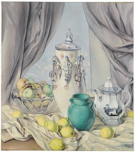 José Pinazo Martínez - Bodegón con limones, cerámica y frutero, c. 1929