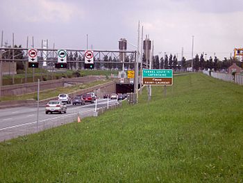 A freeway tunnel entrance