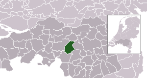Highlighted position of Oisterwijk in a municipal map of North Brabant