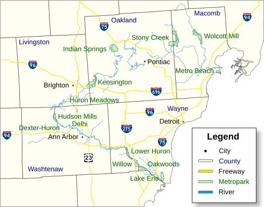 Map US MI Huron-Clinton Metroparks