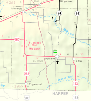 KDOT map of ClarkMarion County (legend)