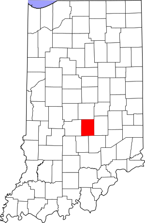 Map of Indiana highlighting Johnson County