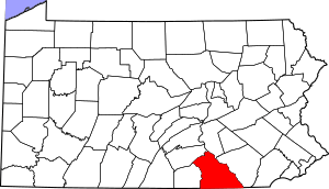 Map of Pennsylvania highlighting York County
