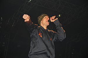 Mike D singing with the Beastie Boys at Trans Musicales 2004 in Rennes