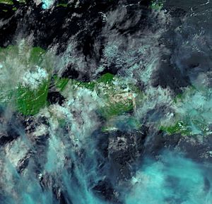 NASA MODIS aerial view of Agung ash 2017