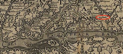Nacotchtank Location on John Smith's 1624 Map of Virginia