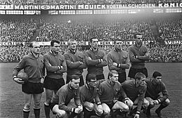 Nederland tegen Belgie 3-1, Belgisch elftal, Heylens, Bare, Trappeniers, Michiel, Bestanddeelnr 919-0402