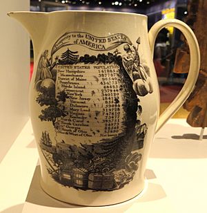 Pitcher commemorating the first United States census, c. 1790, made in England - National Museum of American History - DSC06150