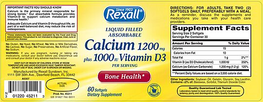 RECALLED – Calcium 1200mg plus 1000 IU Vitamin D3 softgels (6711556801)