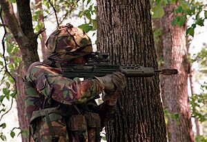 Royal marine who holds gun