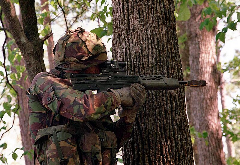 Royal marine who holds gun