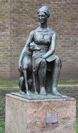 Sculpture - Woman with Dog - geograph.org.uk - 2276008