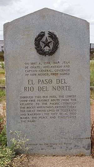 Texas Historical Marker for Don Juan De Onate and El Paso Del Rio Norte