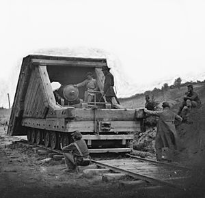 US Civil War railway gun and crew